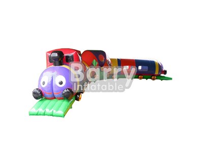 Activity train cheap inflatable obstacle course with plato 0.55 mm PVC tarpaulin material BY-OC-054